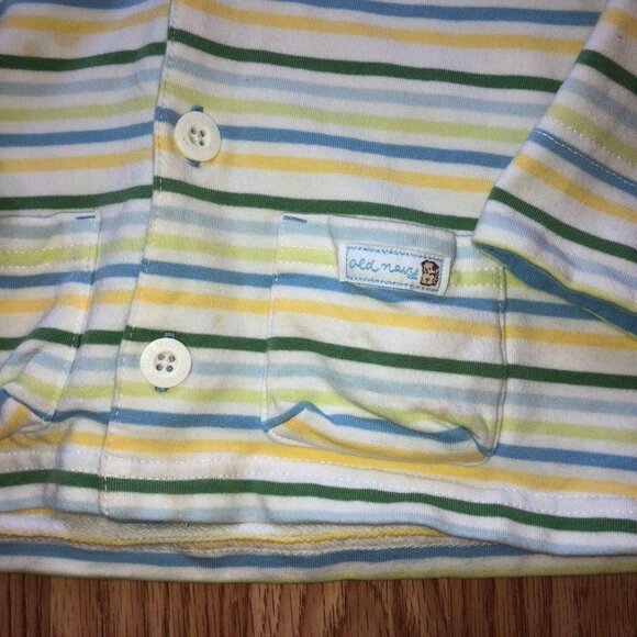 Striped Baby Hoodie Jacket 18-24 Months XL Old Navy Cotton Blend Blue & Yellow - Picture 2 of 5